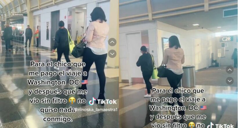 Mujer fue rechazada por su novio cuando la vio sin filtros, en aeropuerto de Estados Unidos. Lucía diferentes a imágenes de redes sociales.