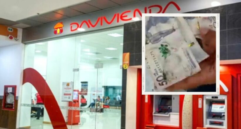 Cajero de Davivienda botó billetes falsos, rotos y quemados. Al parecer es una nueva modalidad de robo de los delincuentes. 