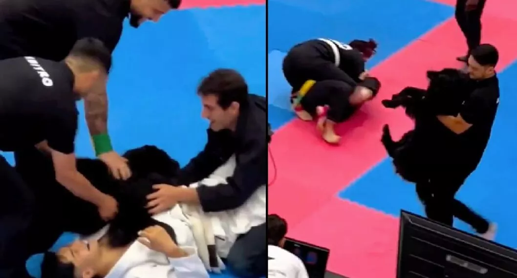 Foto de video viral de perro entrando al 'ring' para ayudar a su amo en una pelea
