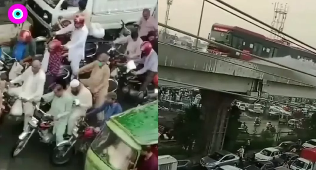 Video viral:  bus en un puente bañó a conductores