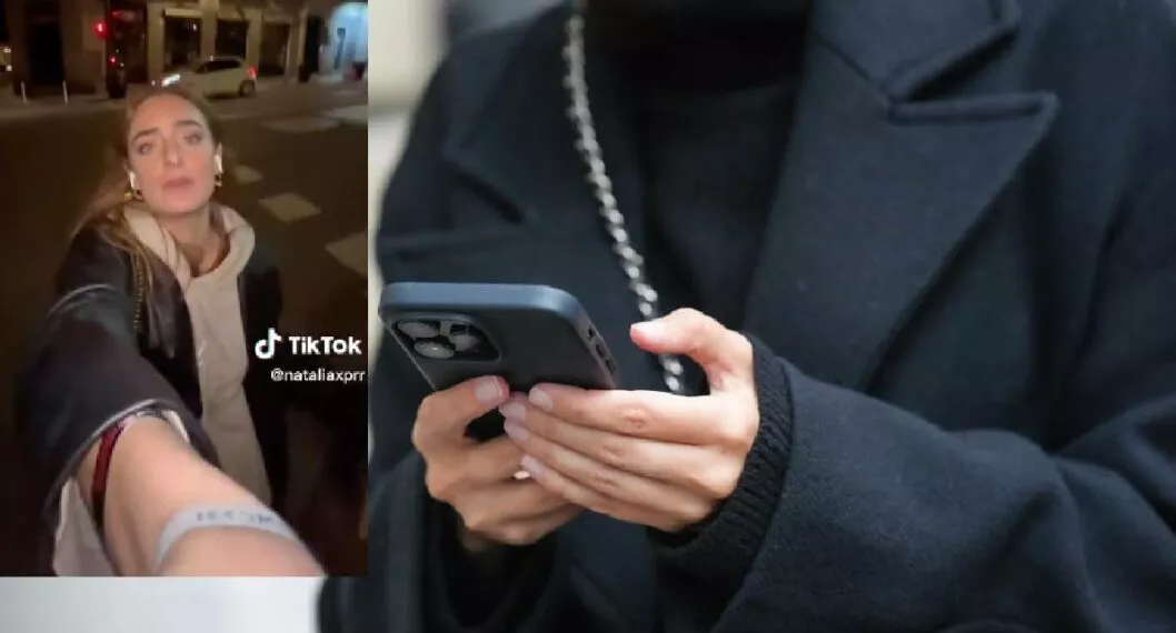 Foto de contexto de mujer mirando su celular a propósito de 'tiktoker' que fingió hacer en vivo en Twitch