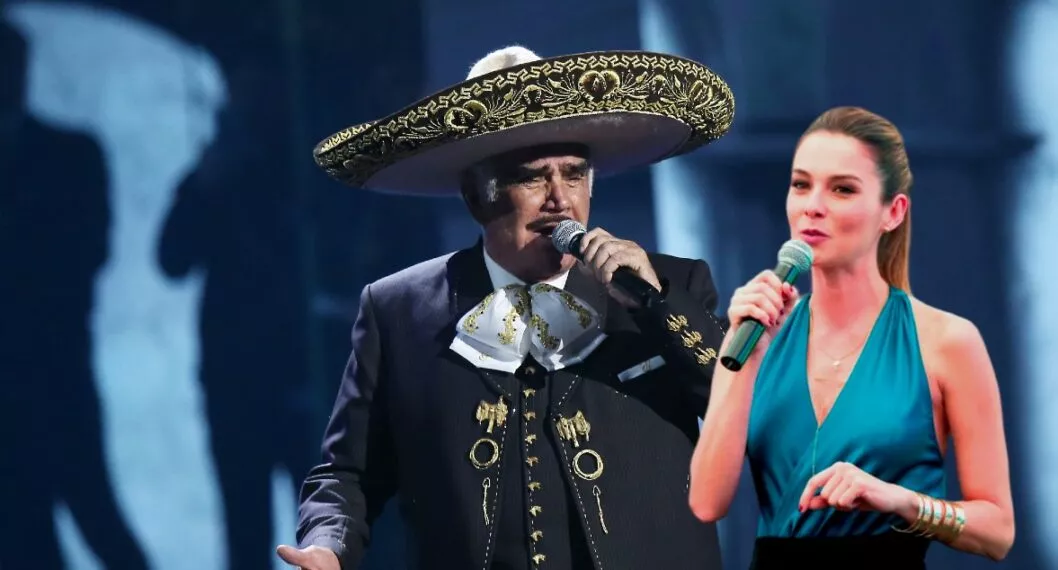 Vicente Fernández y Catalina Gómez, presentadora de 'Día a día' que 'cantó' sus canciones de 'Chente' favoritas.