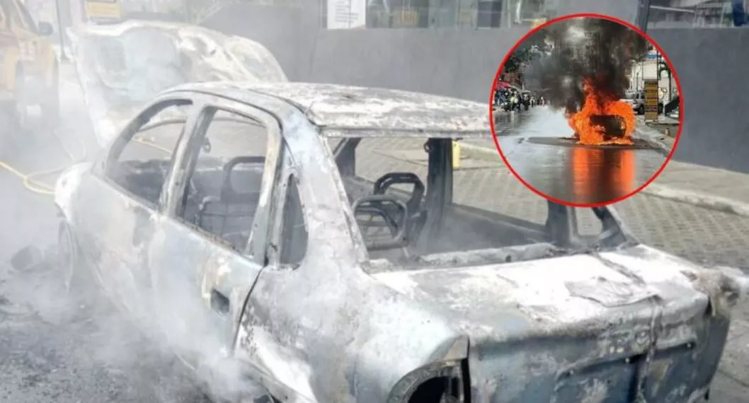En Ibagué incendiaron un carro durante protestas de buses