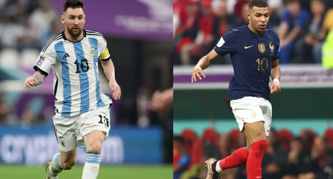 Foto de Lionel Messi y Kylian Mbappé a propósito de la final entre Argentina y Francia en Qatar 2022