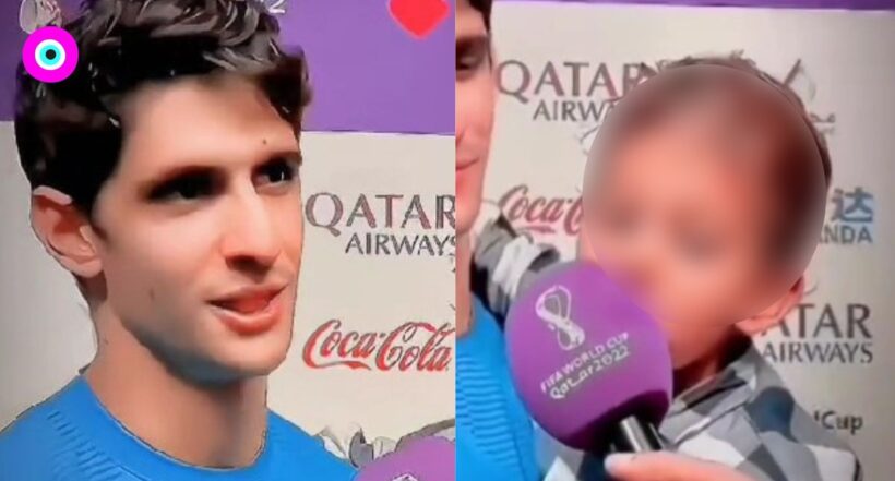 Hijo del arquero de Marruecos confundió un micrófono del Mundial con un helado
