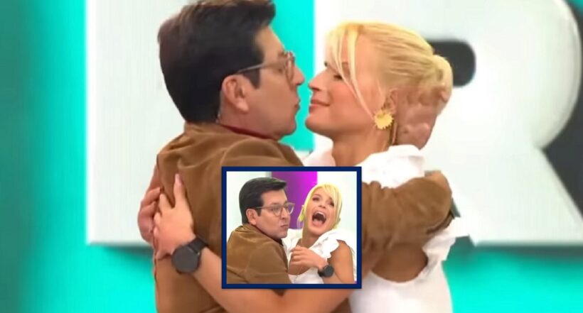 En medio de la transmisión del programa de Caracol Televisión, 'La red', Mary Méndez y Juan Carlos Giraldo se besaron causando risas en el set. 
