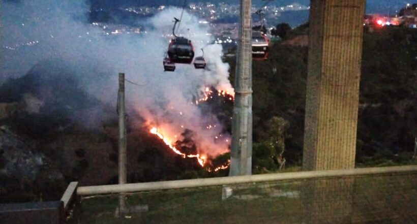 Incendio hoy en Transmicable (de Transmilenio) al sur de Bogotá
