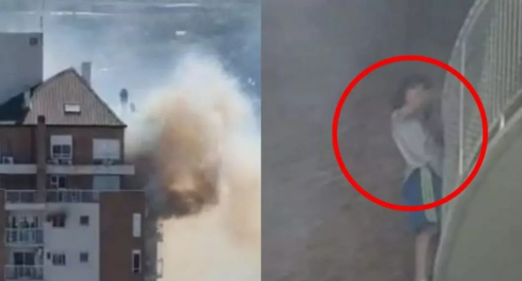 ¡Se salvó de milagro! Niño se colgó del balcón de un piso 13 para escapar de un incendio