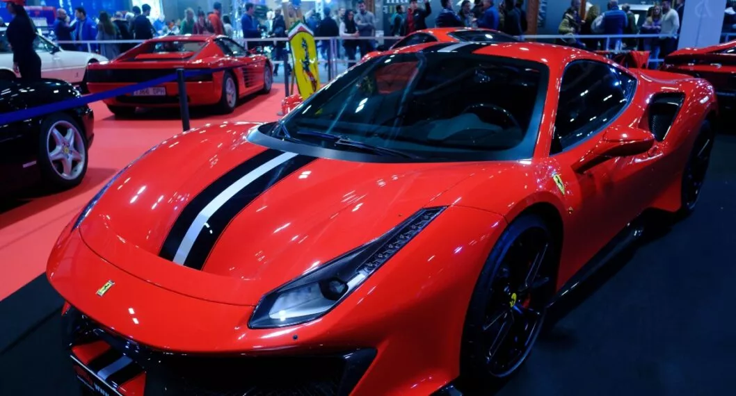 MADRID, SPAIN - 2022/11/26: Classic vehicle of the brand Ferrari model 488 track is displayed during the RetroMovil 2022 Madrid fair, at Ifema in Madrid. Retromovil 2022 Madrid, the fair of the classic car and motorcycle sector in Madrid, will be held from November 25 to 27. (Photo by Atilano Garcia/SOPA Images/LightRocket via Getty Images)