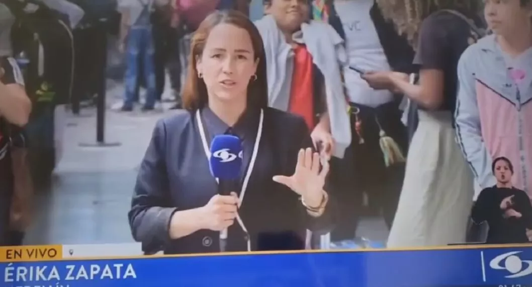 Érika Zapata sacó risas con chistosa nota en Noticias Caracol desde terminal