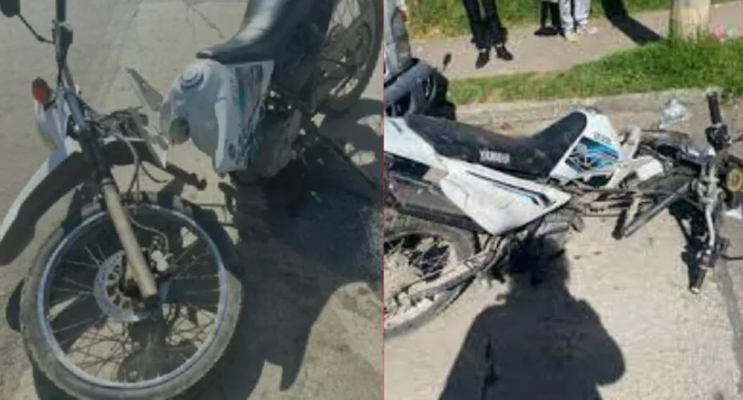 Un peligroso hueco en la localidad de Suba, norte de Bogotá, ocasionó un accidente y una moto se partió en dos.