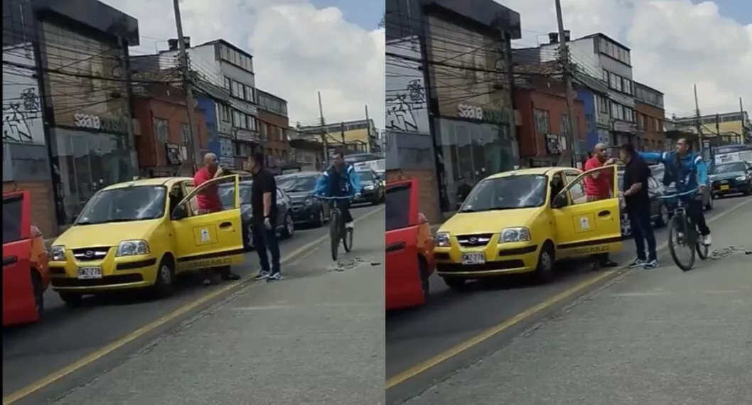 En Bogotá, un ciclista le pegó un calvazo al conductor de un vehículo particular para que no peleara con un taxista y evitó un trancón en Engativa.