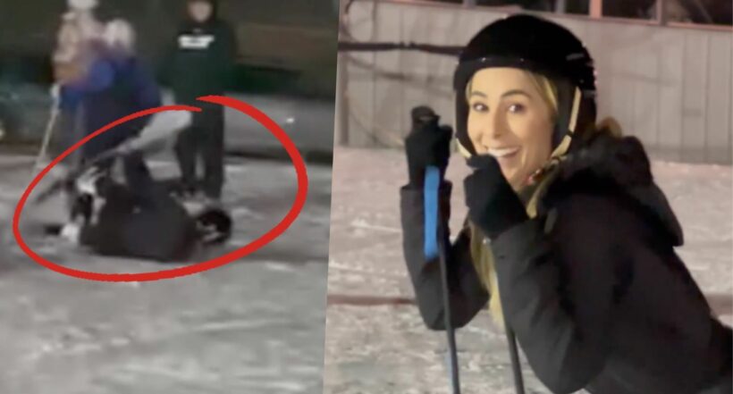 Carolina Soto hizo el oso intentando esquiar: tuvo que pedir ayuda