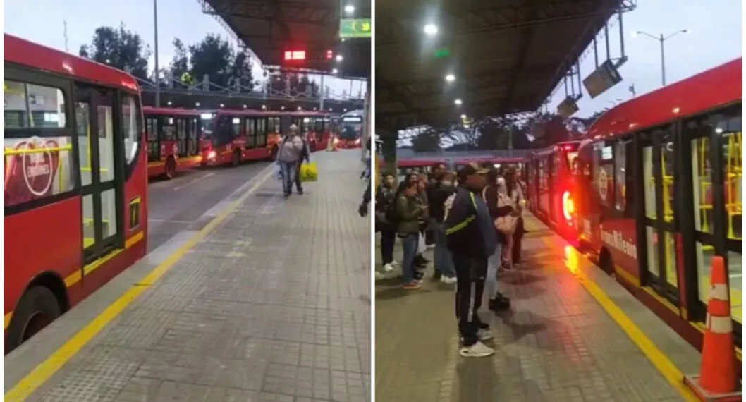 Trancón en Transmilenio hoy:  buses asustaron a usuarios.