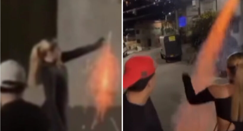 [Video] Mujer quemó pólvora como loca y casi incendia una casa; no le importó