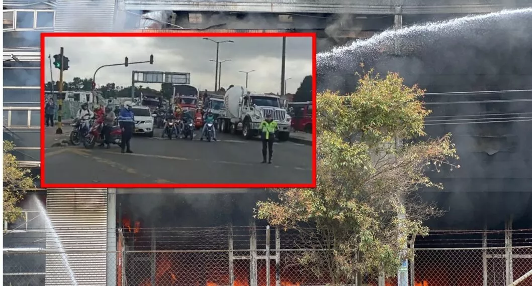 Incendio en Bogotá hoy: cerraron la calle 80 en un sentido.