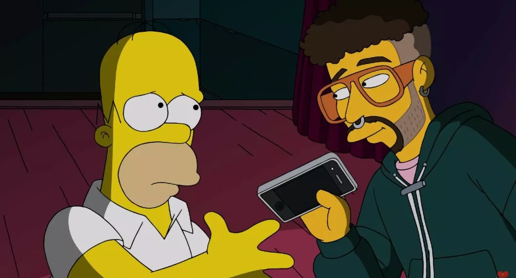 Bad Bunny rompió celular en Los Simpson, como lo hizo con una fan.