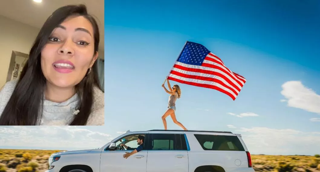 Foto de contexto de carro con bandera de EE. UU. a propósito de 'tiktoker' que dijo que vivir en Estados Unidos está "sobrevalorado"
