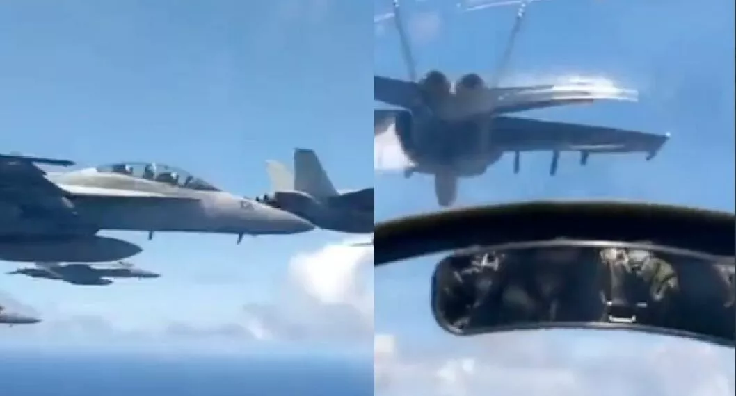Foto captura de pantalla de aviones de combate que rodearon aeronave en la que trasladaron a Ovidio Guzmán a CDMX