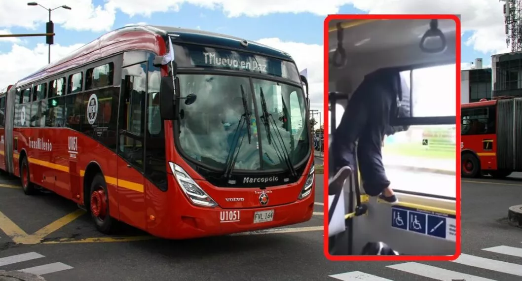 Video viral de un hombre saltando de un bus de Transmilenio en Bogotá al cual comparan con el hombre araña.