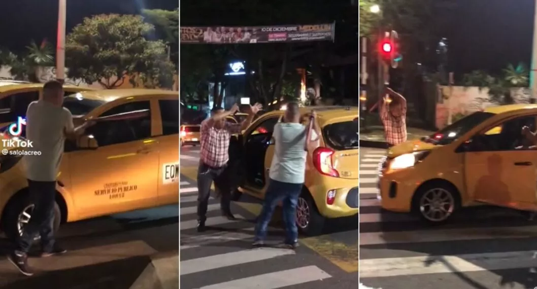 Taxistas en Medellín se agredieron con bates y se dañaron los carros.