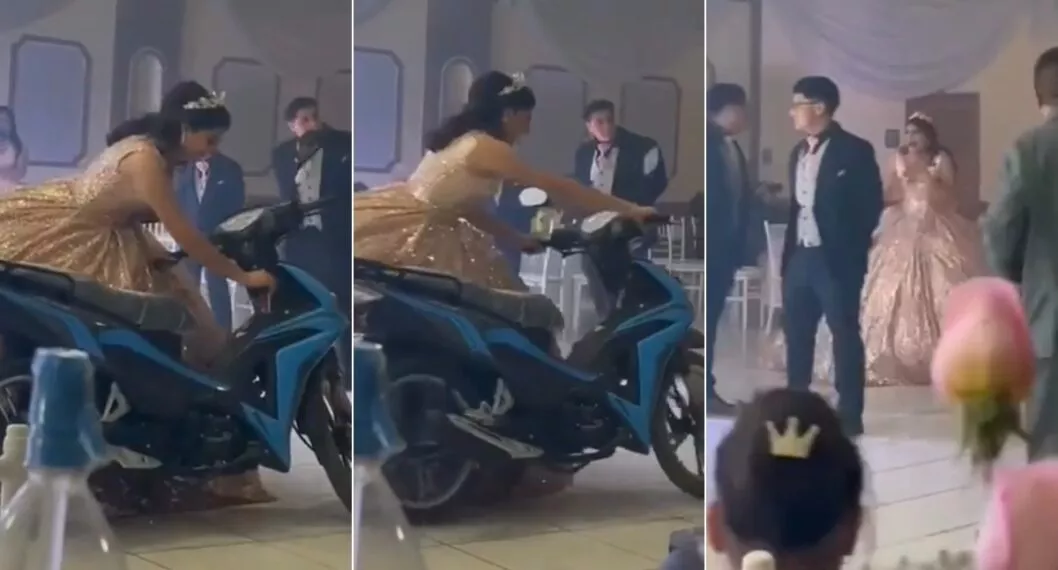 Quinceañera recibió una moto de regalo y al prenderla en la fiesta casi ocurre una tragedia; video es viral.