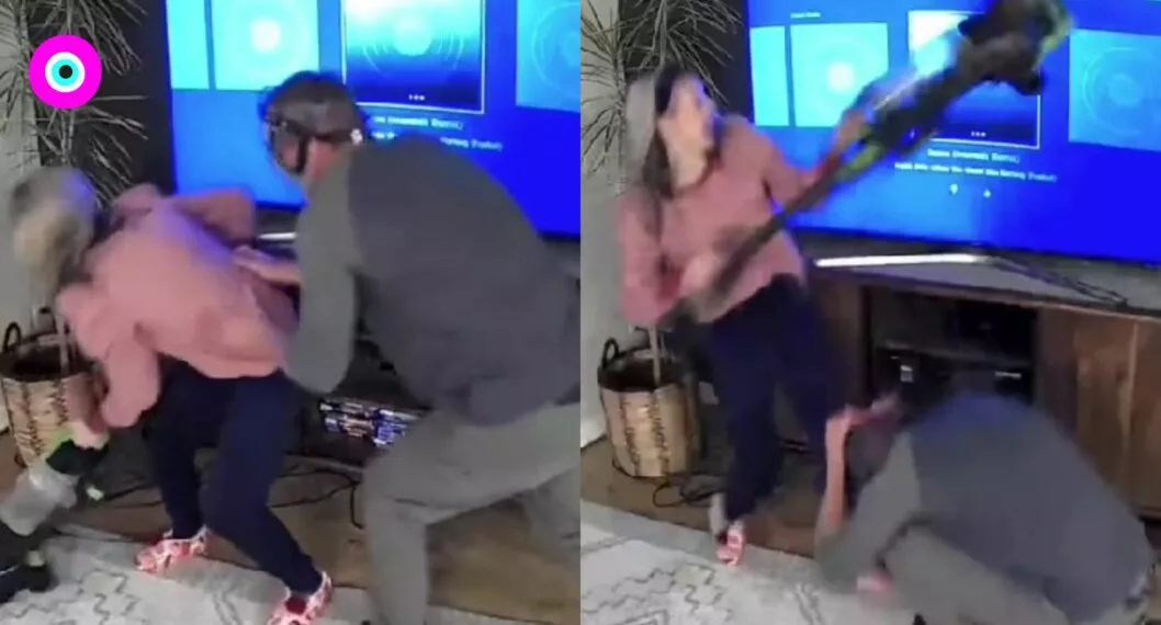 Hombre asustó a su esposa y ella terminó rompiendo la pantalla del televisor