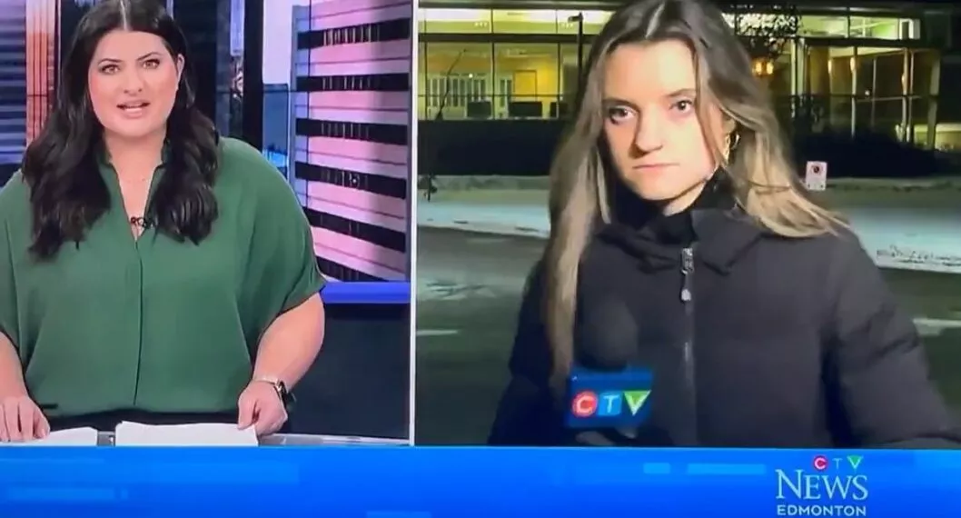 Periodista Jessica Robb casi se desmaya durante informe en vivo de CTV.