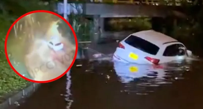 [Video] Momento exacto en el que camioneta se sumergió durante inundación en Medellín