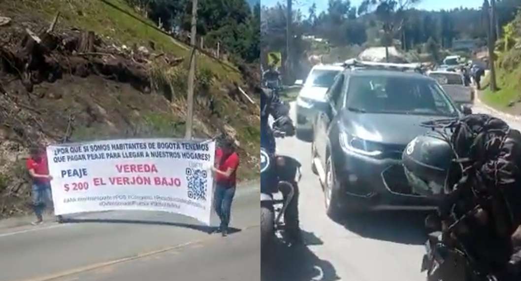 Fotos protesta vía La Calera- Bogotá, en nota de Bogotá hoy: bloqueo en vía La Calera por protestas; dan posibles desvíos (video)