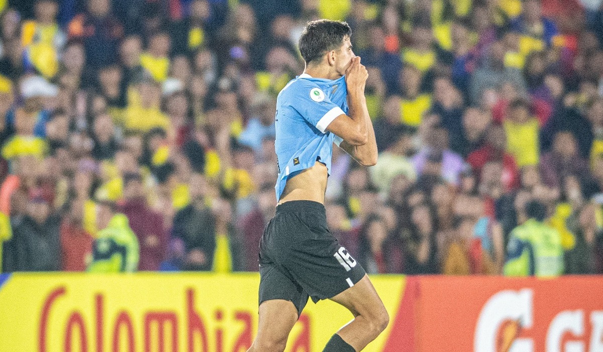 Facundo González celebra el gol ante Colombia en el Suramericano Sub-20 este 31 de enero del 2023.