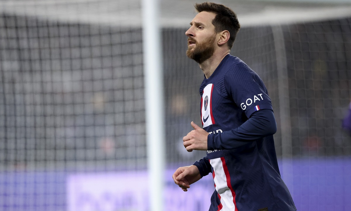 PARIS, FRANCE - FEBRUARY 4: Lionel Messi of PSG during the Ligue 1 match between Paris Saint-Germain (PSG) and Toulouse FC (TFC, Tefece) at Parc des Princes stadium on February 4, 2023 in Paris, France. (Photo by Jean Catuffe/Getty Images)