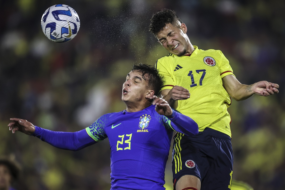 Escena del partido entre Colombia y Brasil del Sudamericano Sub-20 este 9 de febrero del 2023.