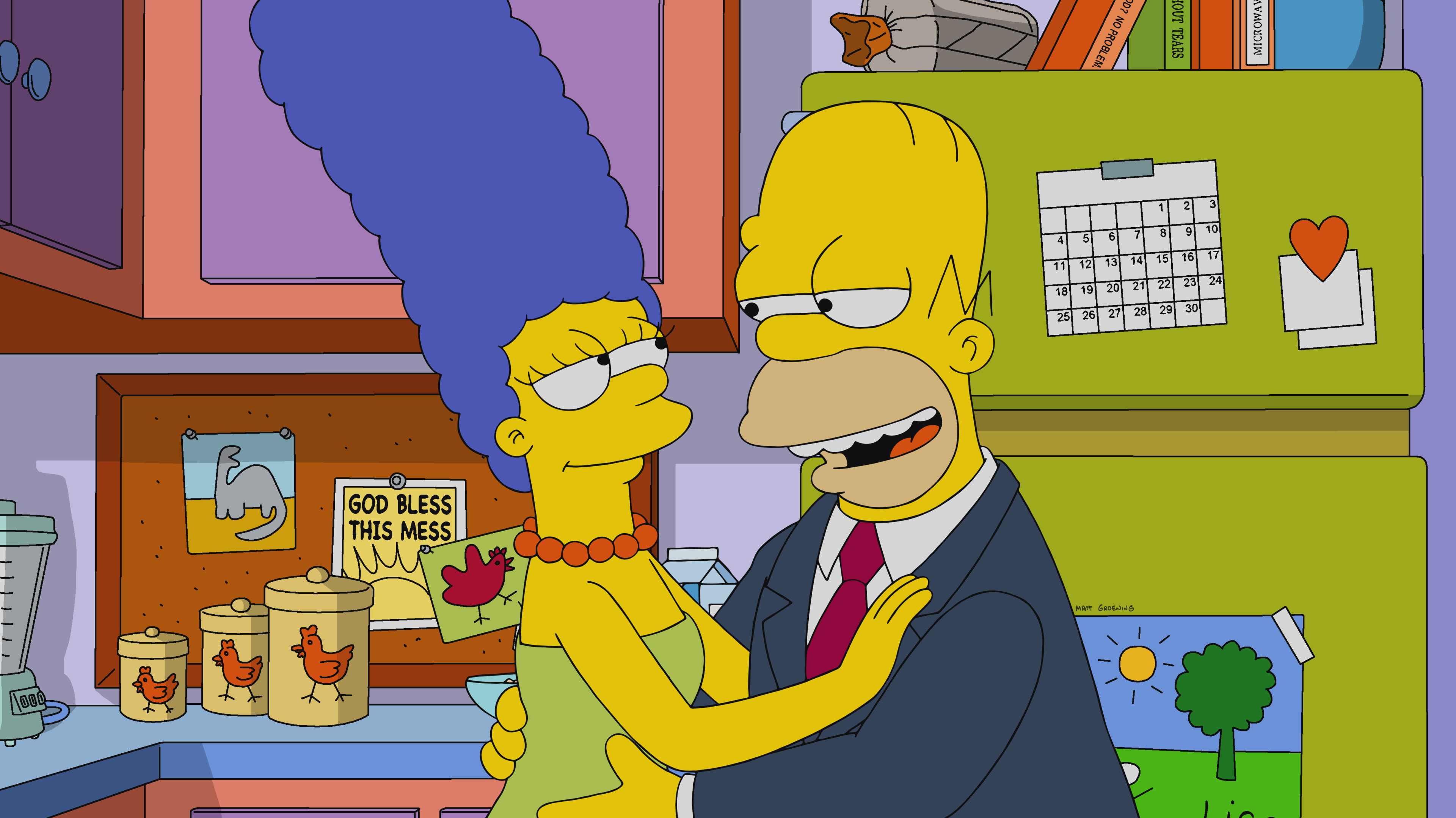 Marge y Homero Simpson a propósito de cómo se verían los Simpson en la vida real.