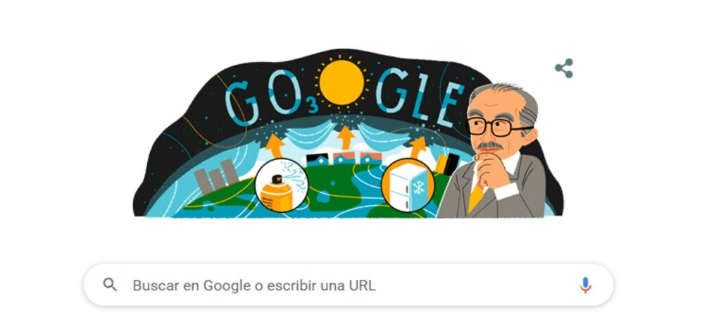 Doodle en honor a Mario J Molina. Foto: Captura de pantalla @google