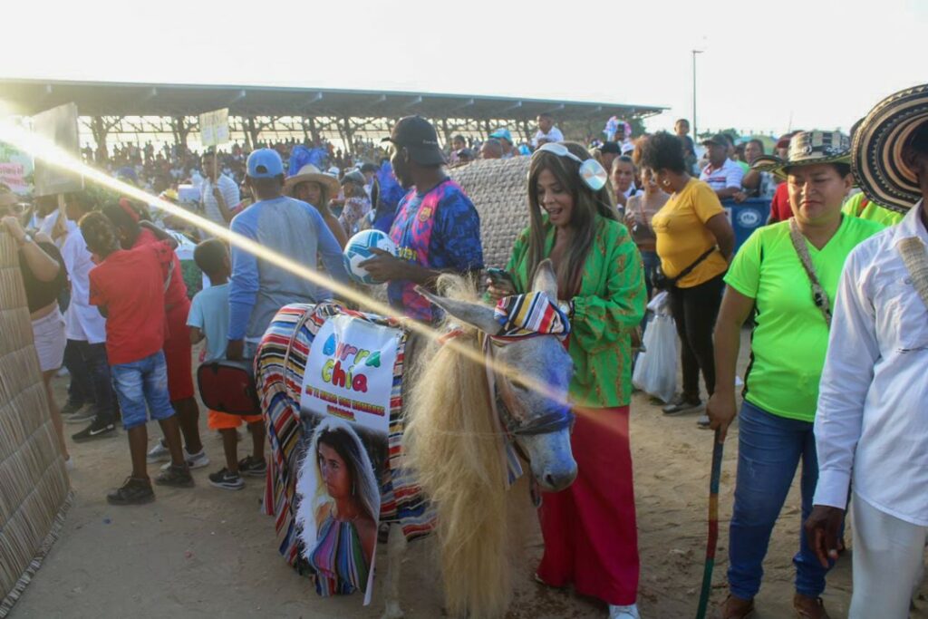 Burro disfrazado de Clara Chía en el Festival del Burro de San Antero, Córdoba.. Foto: @LaFlecha