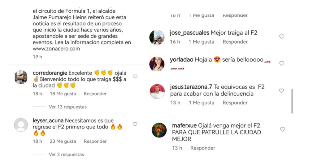 Comentarios de la publicación del portal Zona Cero. Foto: Captura de pantalla: Instagram @Zonacero