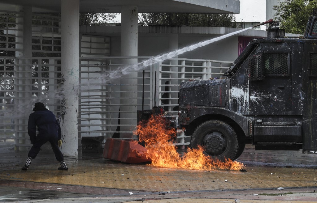 Disturbios este jueves 8 de junio de 2023 en la Universidad Nacional de Bogotá.