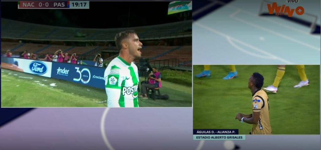 Foto de festejos de Atlético Nacional y de Águilas 17 de junio de 2023/ Captura de pantalla Win Sports