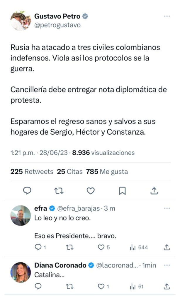 Gustavo Petro se equivocó con colombianos, víctimas del bombardeo en Ucrania/ Foto: Twitter @petrogustavo