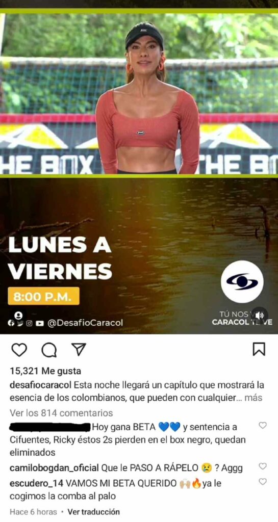 Susto en 'Desafío' por Rapelo y por qué podría salir el 28 de junio/ Instagram @desafiocaracol