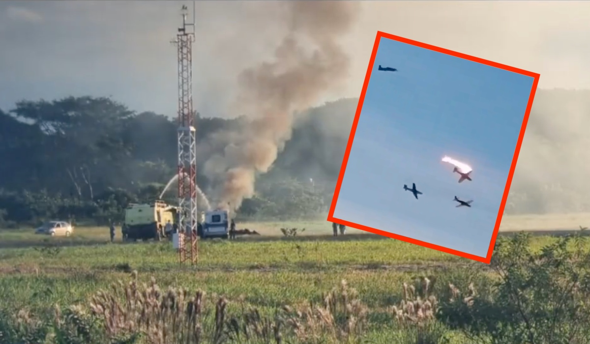 Así fue el impresionante choque de 2 aviones de la Fuerza Aérea en Villavicencio