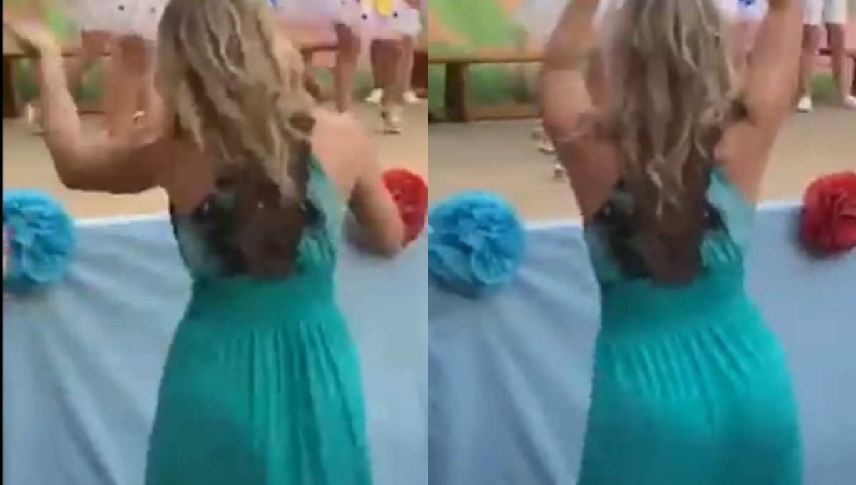 La maestra se volvió viral por su peculiar manera de bailar en festival de alumnos