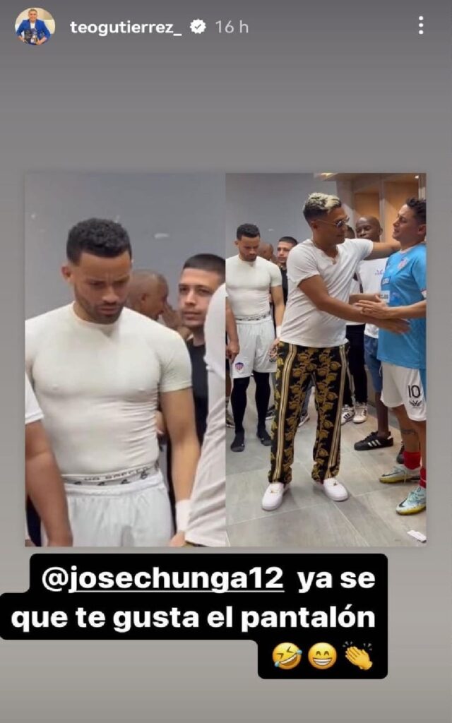 José Luis Chunga observando el pantalón de 'Teo'. Foto: Instagram @Teogutierrez_