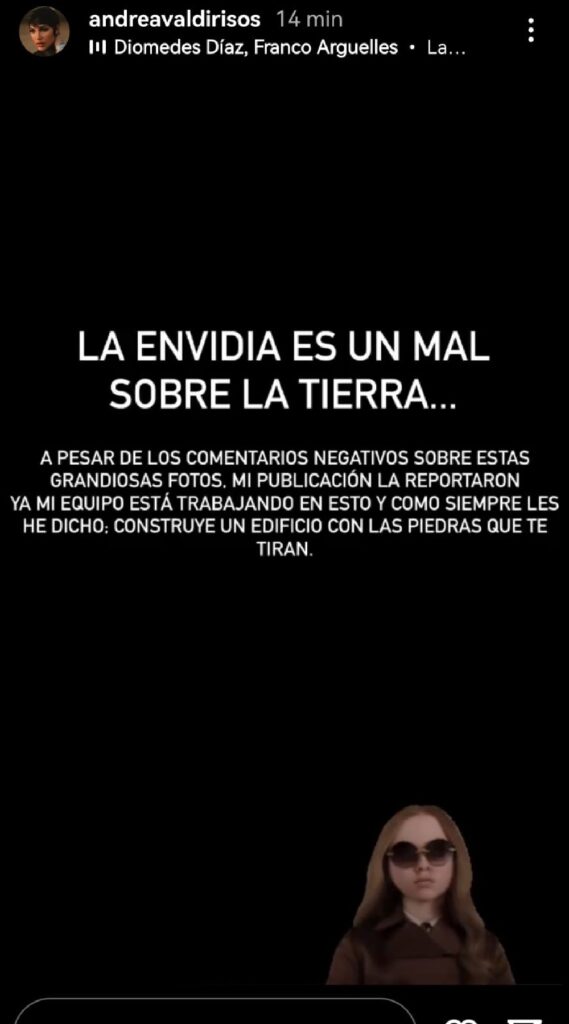 Historias de Instagram de Andrea Valdiri.