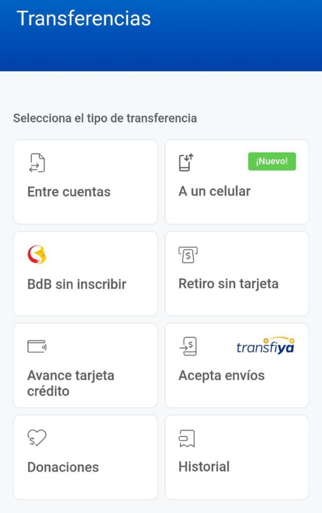 Captura de pantalla de la aplicación de Banco de Bogotá