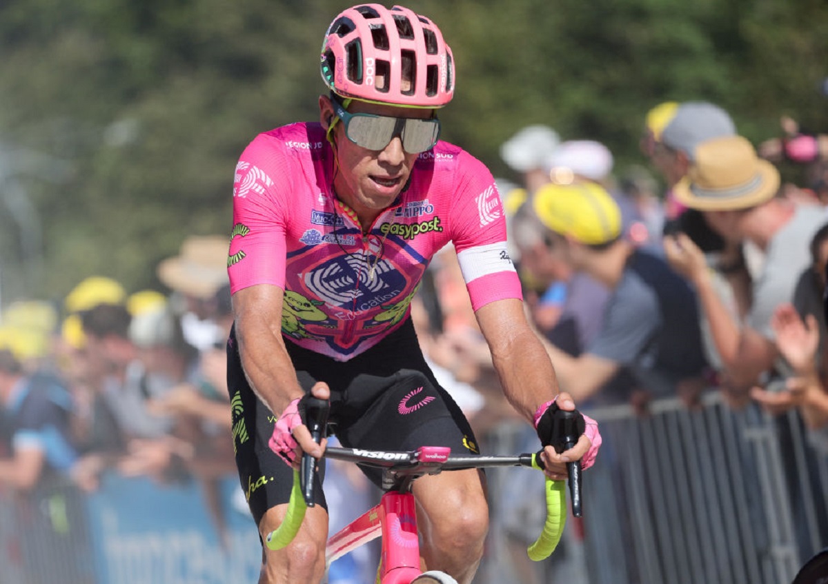 PLANCHE DES BELLES FILLES, FRANCE - JULY 8: Rigoberto Uran of Colombia and EF Education - Easypost during the 109th Tour de France 2022, Stage 7 a 176,3 km stage from Tomblaine to La Super Planche des Belles Filles / #TDF2022 / #WorldTour / on July 8, 2022 in Planche des Belles Filles, France. (Photo by Jean Catuffe/Getty Images)
