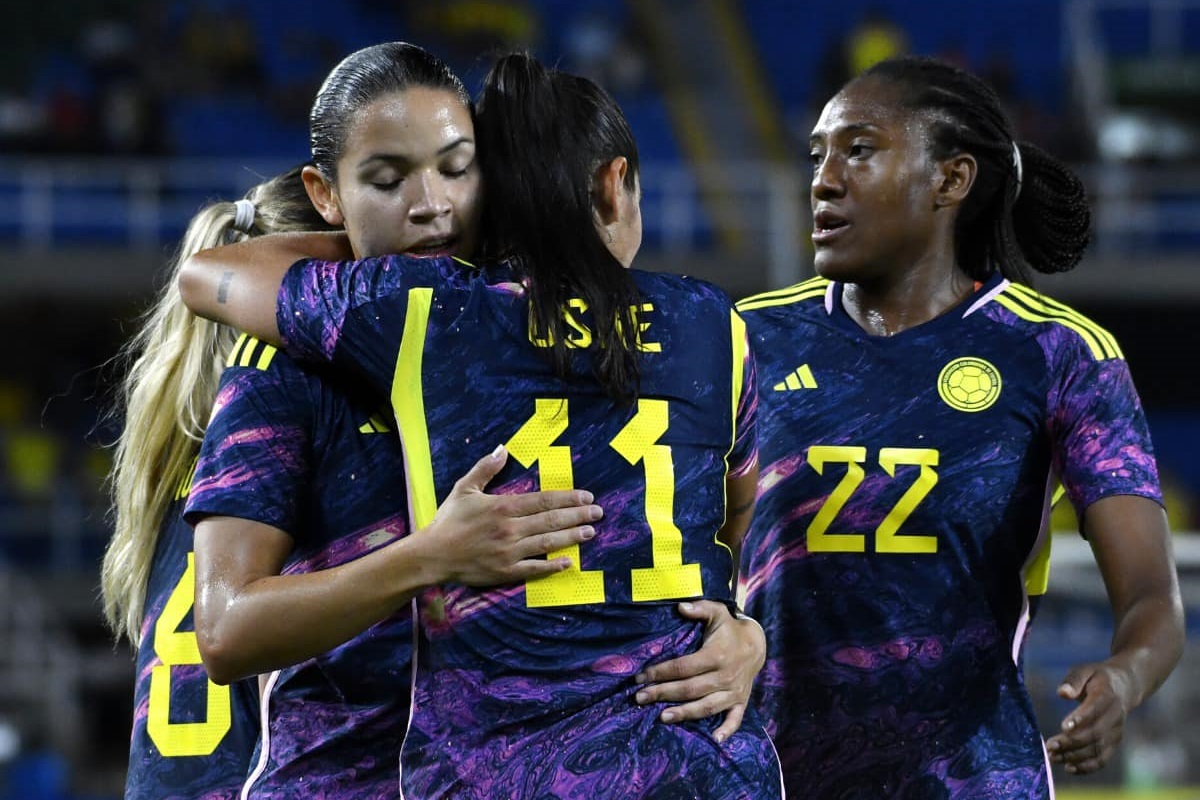 Las integrantes de la Selección Colombia femenina, en uno de sus últimos partidos antes del Mundial femenino 2023.