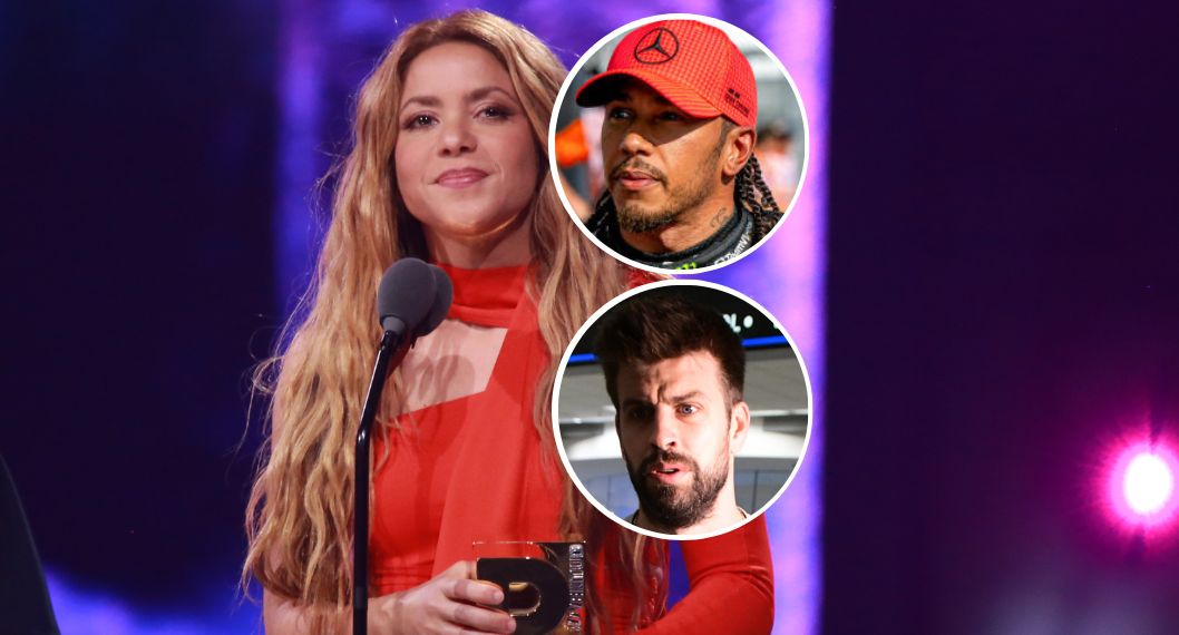 Fotos de Shakira, Lewis Hamilton y Gerard Piqué, en nota de que sacan verdad revelada de relación entre la cantante y el piloto que deja mal parado al español.