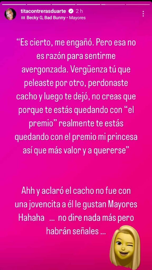 ¿Qué dijo Tita Contreras sobre infidelidad de Orlando Liñán?/ Instagram @titacontrerasduarte